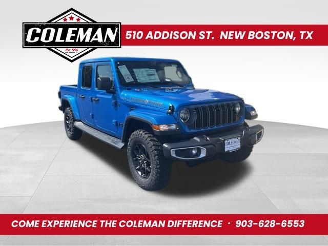 2025 Jeep Gladiator Texas Trail in Hydro Blue Pearlcoat — front three-quarter view