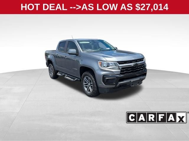 2022 Chevrolet Colorado 4WD Crew Cab Short Box WT in Satin Steel Metallic — front three-quarter view