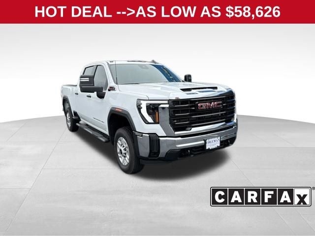 2025 GMC Sierra 2500HD 4WD Crew Cab Standard Bed Pro in Summit White — front three-quarter view